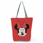 Многоразовая женская сумка для покупок Disney Minnie, милая вместительная Экологически чистая красная пляжная сумочка на плечо с анимационным принтом