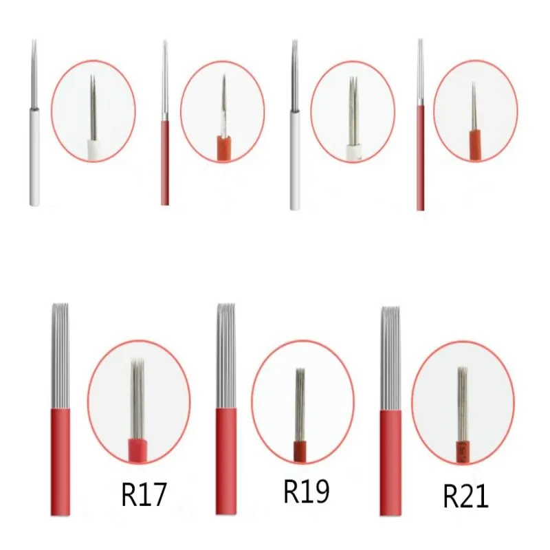 

50Pcs R3/5/7/9/12/14/17/19/21 Disposable Eyebrow Needles Lip Tattoo Permanent Makeup Blades for Single Use Only