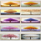 Абстрактная Золотая картина маслом деревья пейзаж холст картина плакаты принты Куадрос настенная живопись для гостиной домашний декор