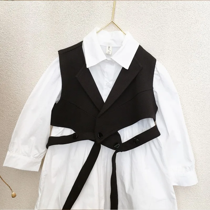 

Parent child dress girl baby shirt Vest Jacket mother dress shirt dress suit