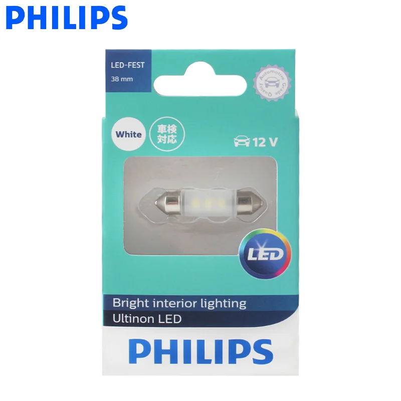 Philips LED Fest Festoon 38mm Ultinon 6000K Cool Blue White Light Bright Interior Car Reading 11854ULW X1 | Автомобили и