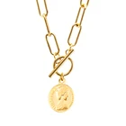 Женское длинное ожерелье Элизабет, кулон на удачу из нержавеющей стали