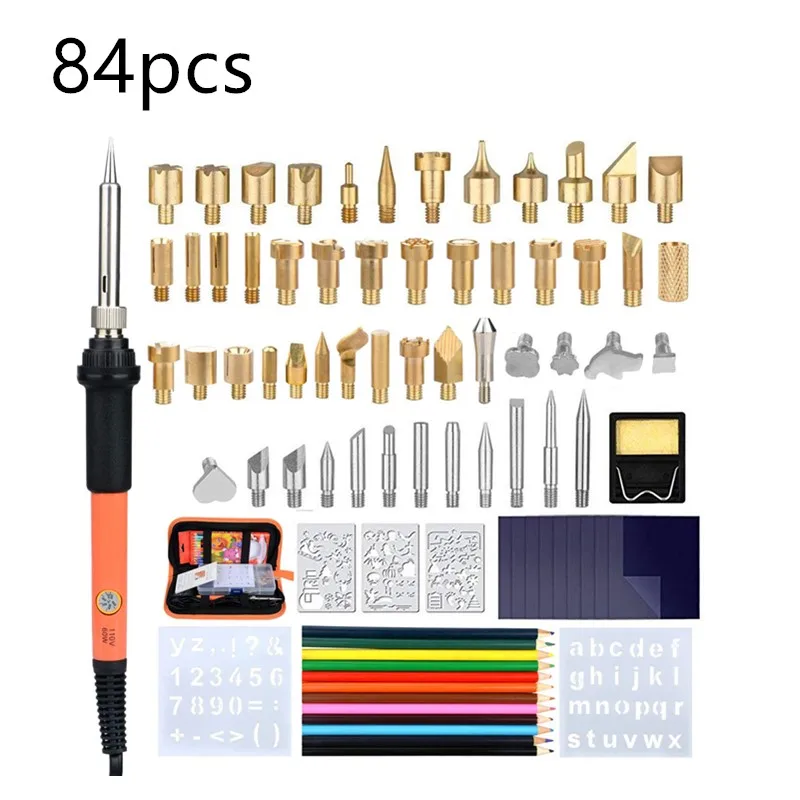 84pcs 53 шт. инструмент для сжигания древесины гравер набор паяльник набор ручка набор дополнительные наконечники гравировальные головки ПАЯЛЬНЫЕ НАКОНЕЧНИКИ - Цвет: 84pcs