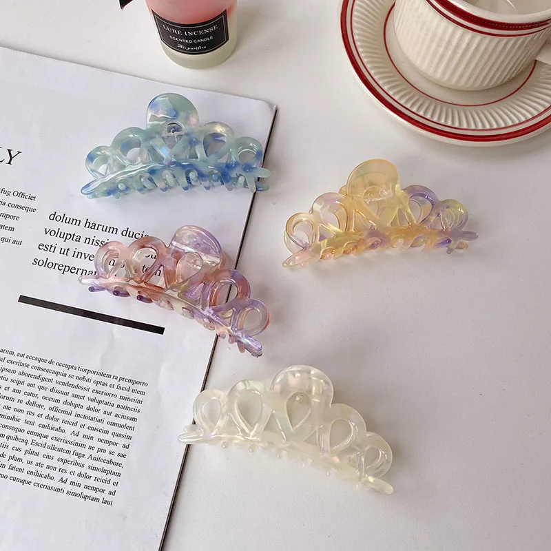 

Korean French Women Girls Geometric Acetate Hair Claw Clamps Plastic Hair Crab Claws Clips Hairpin Large Size Hair Accessories