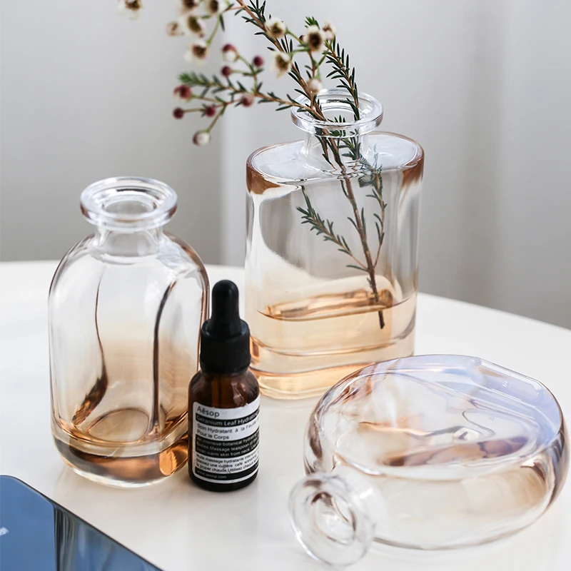 Скандинавская разноцветная стеклянная ваза мини маленькая бутылка для растений