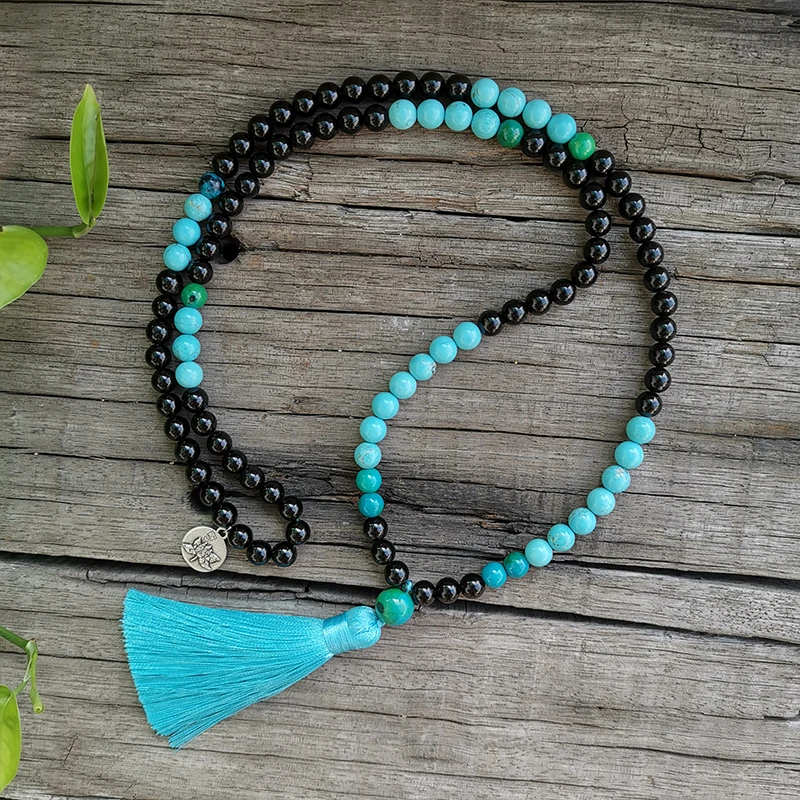 Каменная бусина 8 мм черный оникс окрашенные синие и Зеленые Бусины лотос наборы