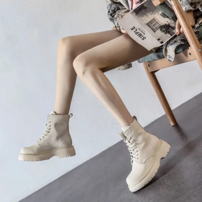 

Women Ankle Boots Real Leather Lace Up Women'S Shoes Fashion Casual Ladies Short Boots Women Footwear Size 35-39