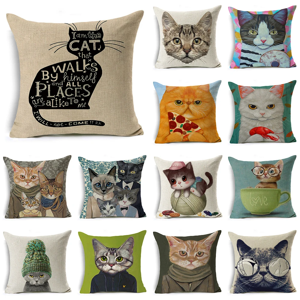 С рисунком кота из мультфильма Декоративная Наволочка на подушку для pilooow чехол с
