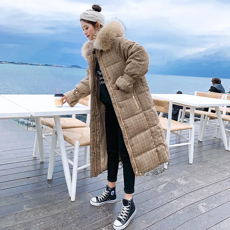 2019 New Winter Long Fur Warm Hooded Down Parkas Down Women Plus Size Down Jacket Oversize Cotton Padded Jacket Parka Mujer 5XL