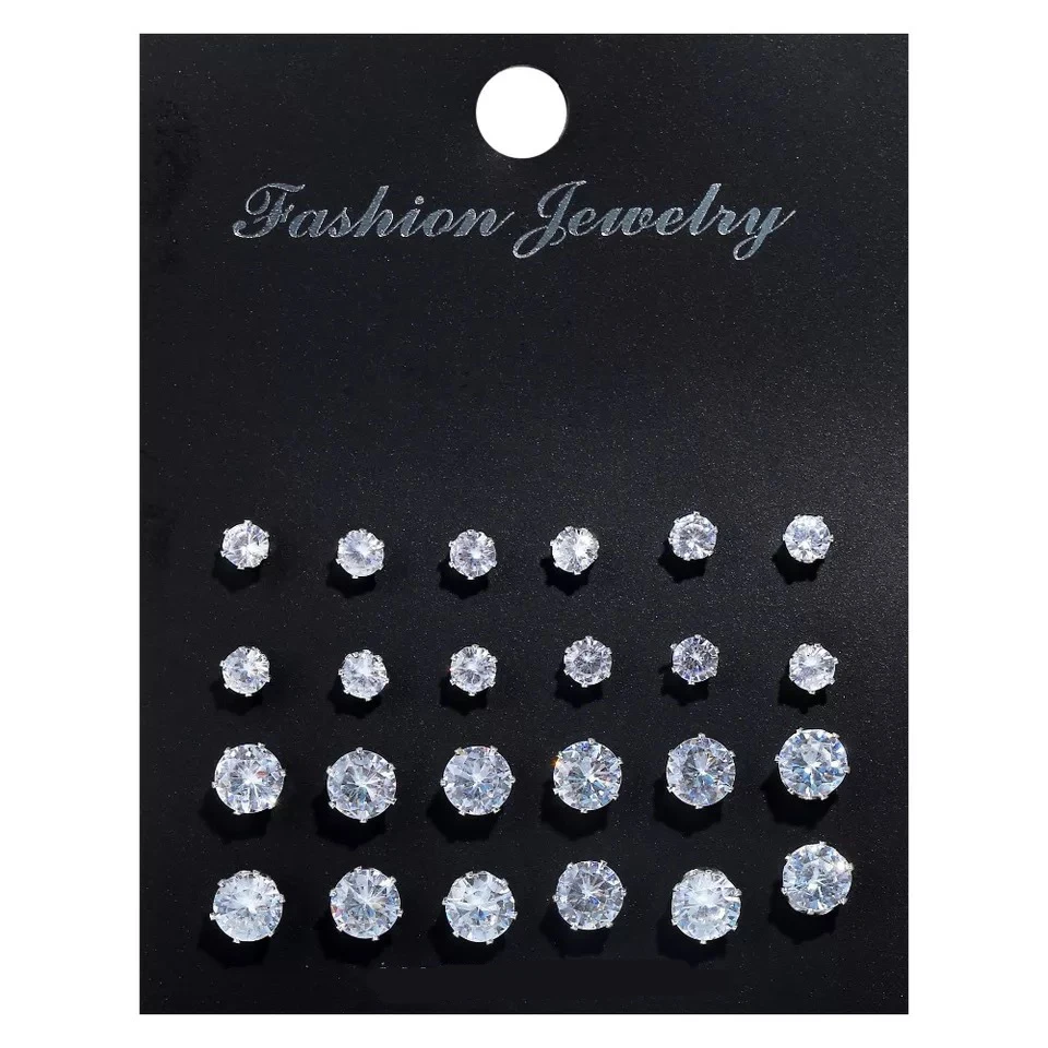 6/12 пар Кристальные серьги-гвоздики модные готические высокие вязаные Пирсинг