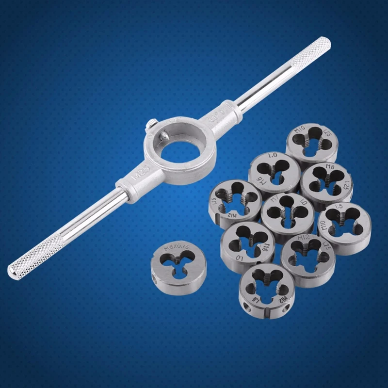 11Pcs/Set Die Wrench Kit High Speed Steel Screw Thread Cutting Straight Flute Hand Tapping Tap Access | Дом и сад