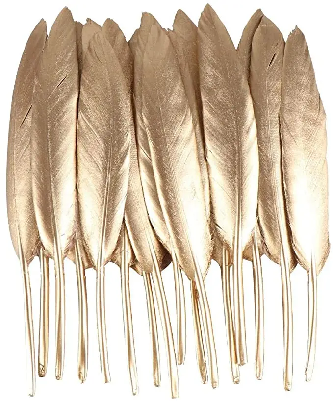 

100 штук, гусиные перья, золотые настоящие перья, искусственные украшения для домашвечерние, Ловец снов, украшение на день рождения и свадьбу