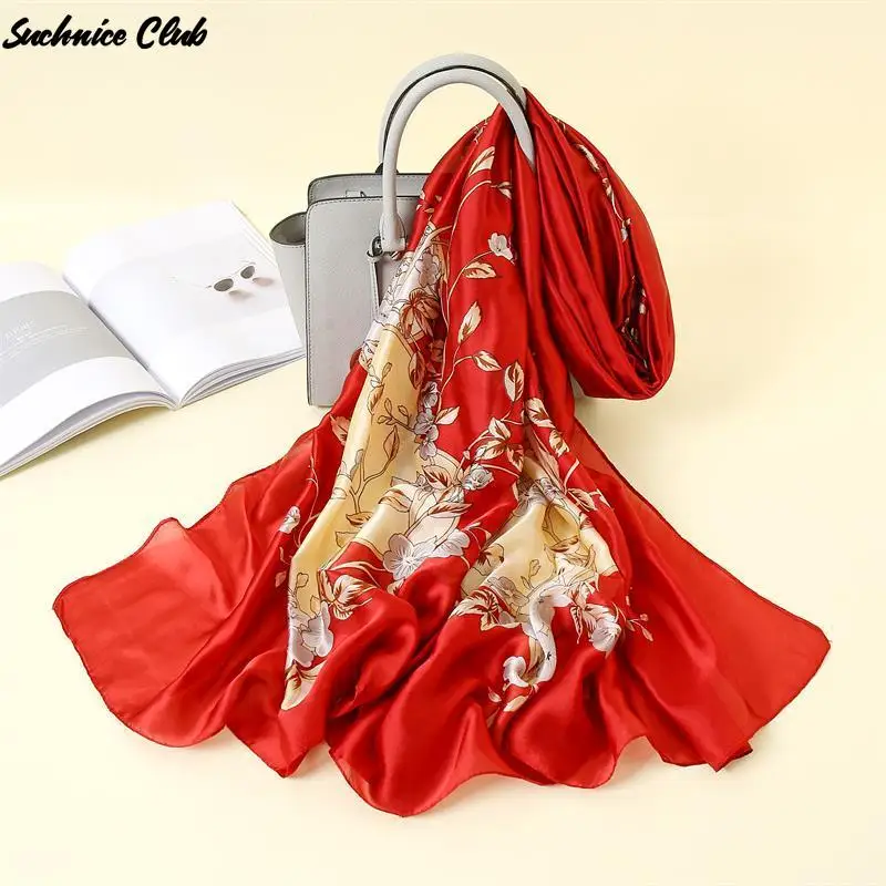 

2020 Women Design Brand Scarf Silk Satin Neck Kerchief Bandana Scarf Fashion Print Hijab Foulard Pashmina Ladies Warm Scarves