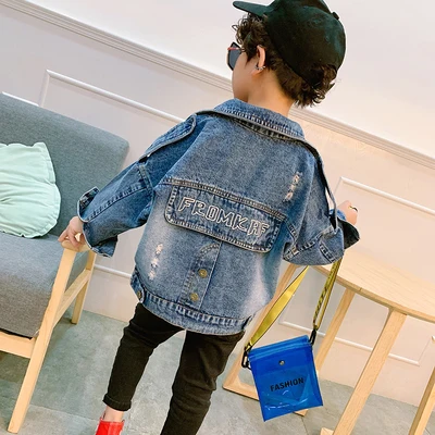 Hot Sale Boys Casual Denim Jacket 2021 Spring Leather Spliced Coat Kids Autumn New Leisure Children's Clothes Outerwear X77 |