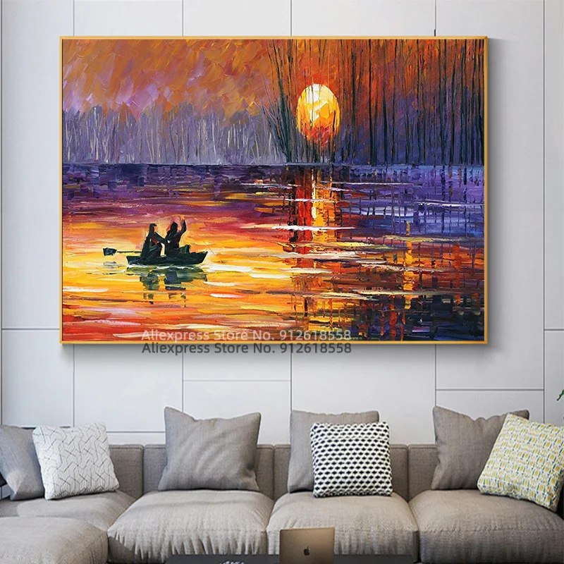 Leo Afremov абстрактная картина маслом закат Фотофон искусство стены для фотографий -