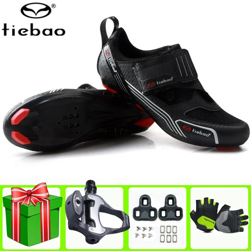 

Tiebao Road Cycling Shoes Sapatilha Ciclismo Triathlon Men SPD-SL Pedals Self-locking Breathable Black Bike Riding Sneaker Women