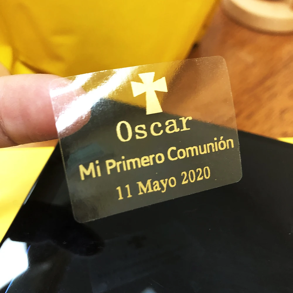 Прозрачные наклейки для первого причастия PRIMERA Comunion персонализированные 1/2