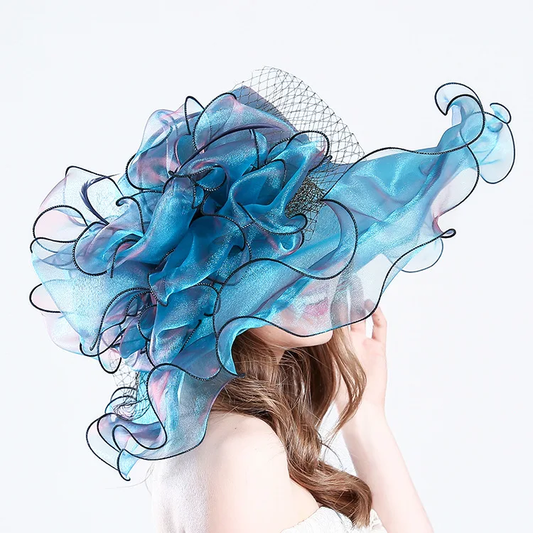 

2021 creative hat summer hat anti ultraviolet European and American Organza fashion NET hat Big Brim Hat Women's sunshade hat