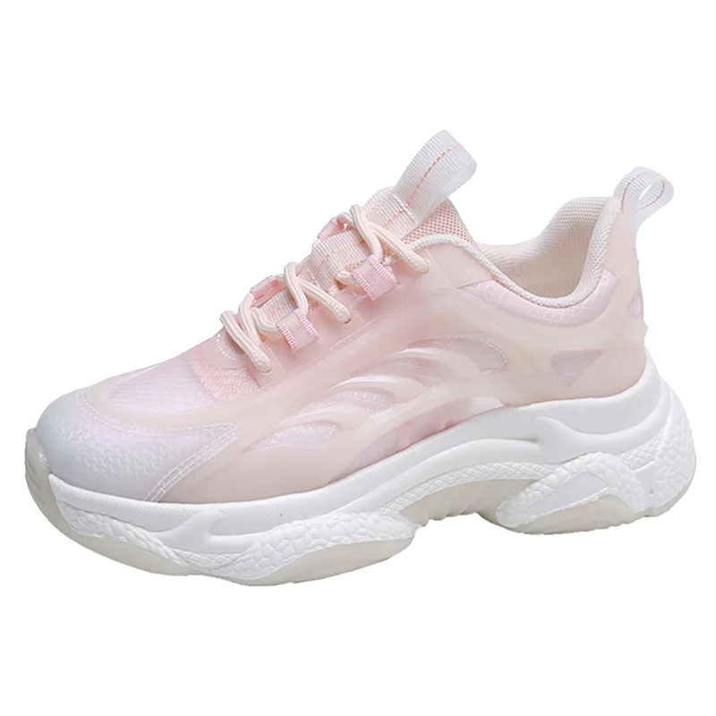 

Women's Sports Shoes Fashion Women's Sneakers 2021 Woman Chunky Sneakers Platform Thick Sole Lace Up Mesh Women Casual Shoes