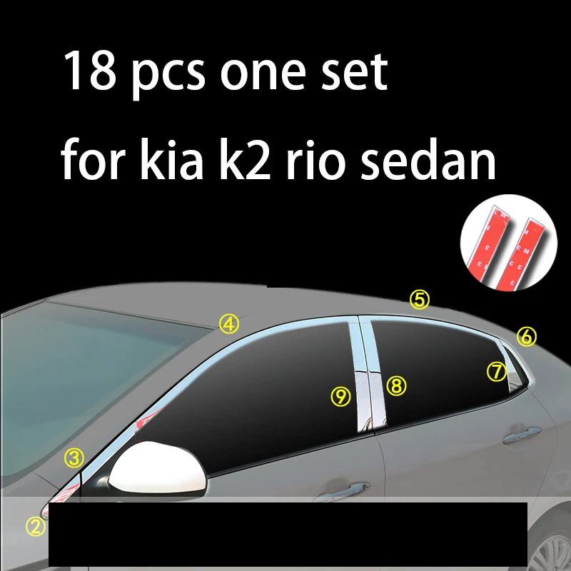 Lsrtw2017 нержавеющая сталь окна автомобиля планки украшения для kia rio 2012 2013 k2 pride - Название цвета: 18 pcs trims sedan