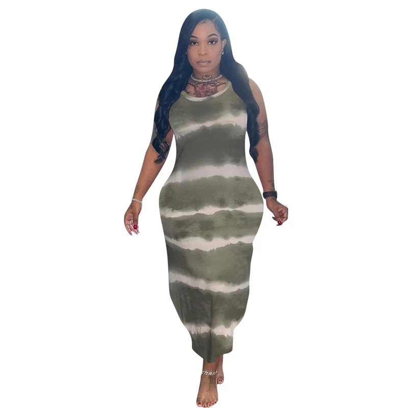 

Tie Dye Loose Maxi Dress Sleeveless Birthday Outfits for Women Summer Clothes Wholesale Items Casual Ladies Dresses
