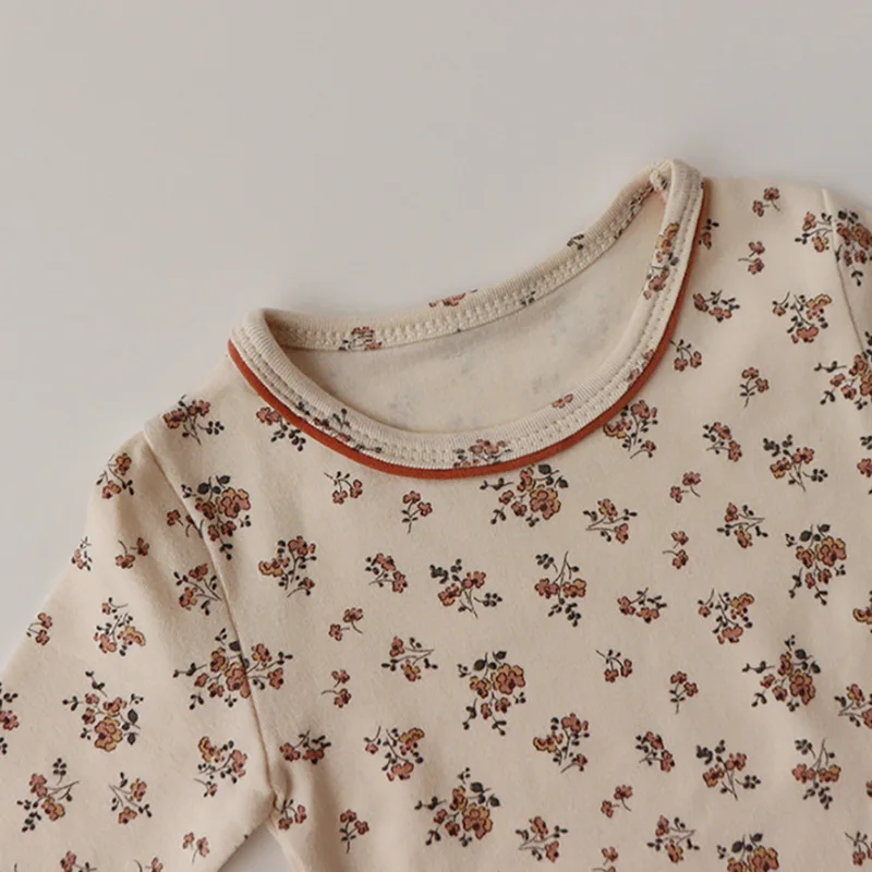 Conjunto de pijamas de estilo coreano para ni&ntilde;as, ropa de dormir con Top de manga larga Floral y pantalones de aire acondicionado, ropa de casa c&aacute;lida, 2 uds., E1078, 2021-4