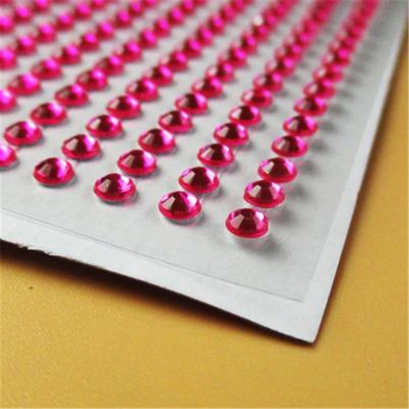 rose red 1200 шт./компл. 3 мм самоклеящиеся акриловые стразы для телефона, ПК, машины наклейка Средства для укладки волос Искусство Алмазная Скрапбукинг наклейки - Цвет: rose red