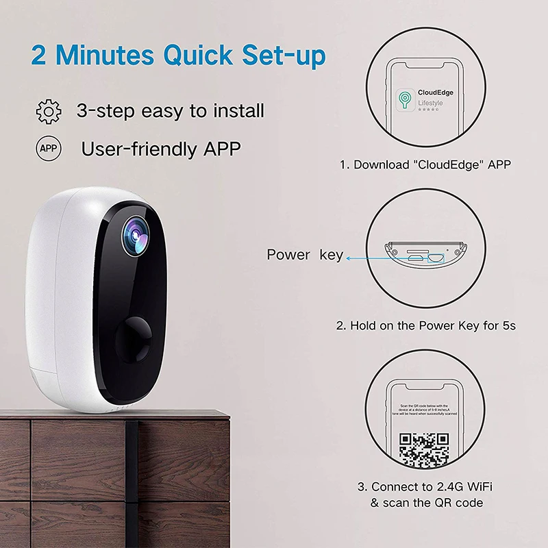 Перезаряжаемые Wi Fi Батарея приведенный в действие Камера 1080P Домашняя