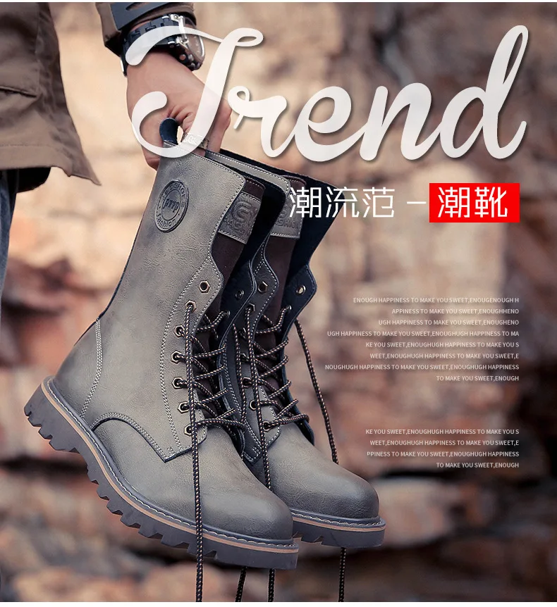 winter Retro genuine Leather Martin boots men shoes quality Hiking boots sports sneakers man lace up boots men footwear