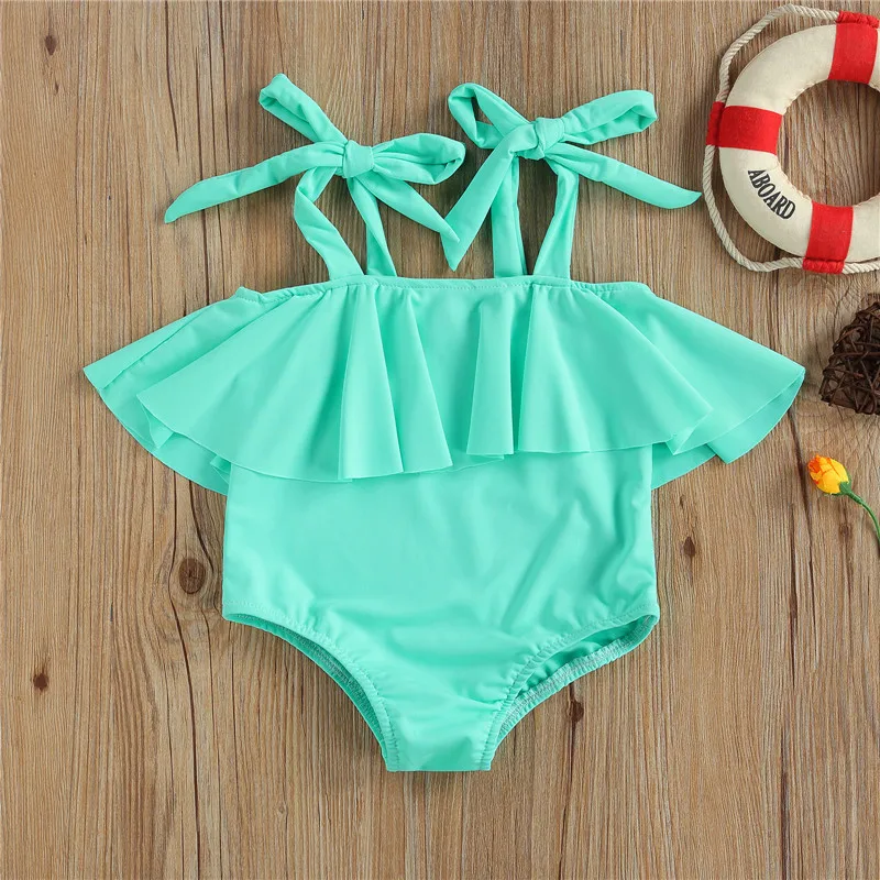 Купальник От 1 до 5 лет для девочек однотонный бандажный купальник пляжная одежда