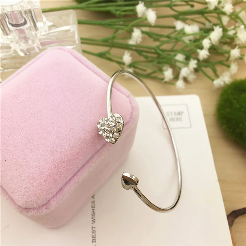 

2021 New Heart Crystal Love Opening Bracelet Crystal Bracelets For Women Best Jewelry Gift For Women Lovers