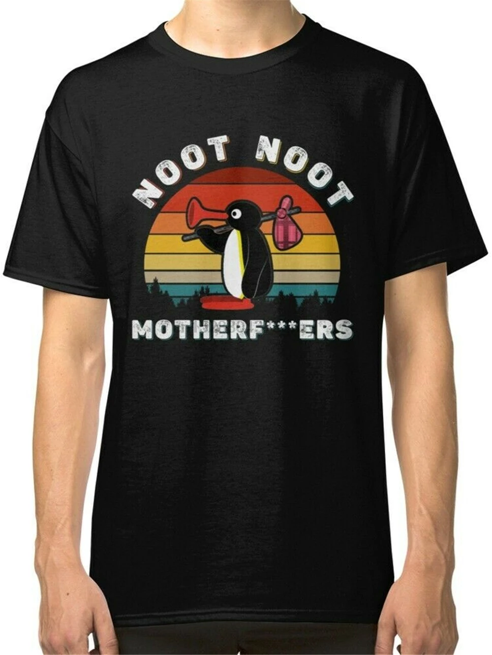Noot Pingu Meme Мужская черная футболка высокого качества | одежда