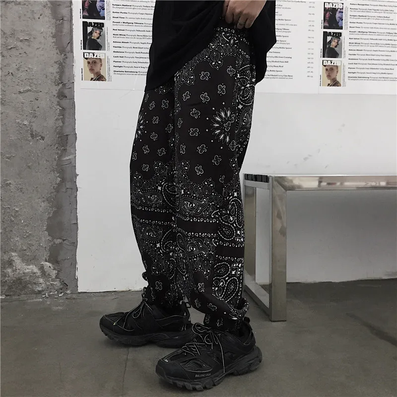 only pant Большие размеры свободные Пейсли Бандана хип хоп шаровары Беговые Спортивные брюки уличная Harajuku панк рабочие брюки женские мужские корейские Blusas - Цвет: only pant