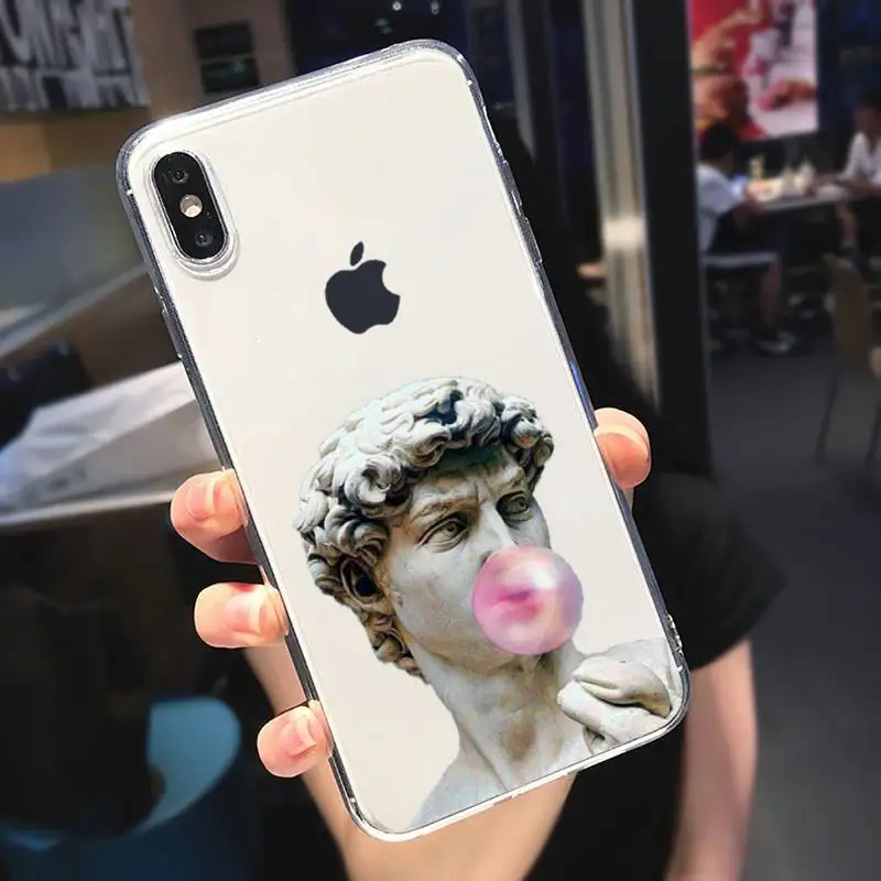 

Art Aesthetic David Mona Lisa Phone Case Transparent for iPhone 6 7 8 11 12 s mini pro X XS XR MAX Plus