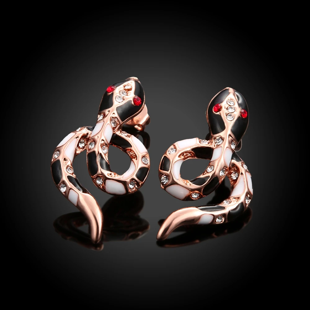 

LEKANI Snake Earrings For Women Colorful 5A+ Cubic Zirconia CZ Personality Creative Design Stud Earring Female Fashion Jewelry