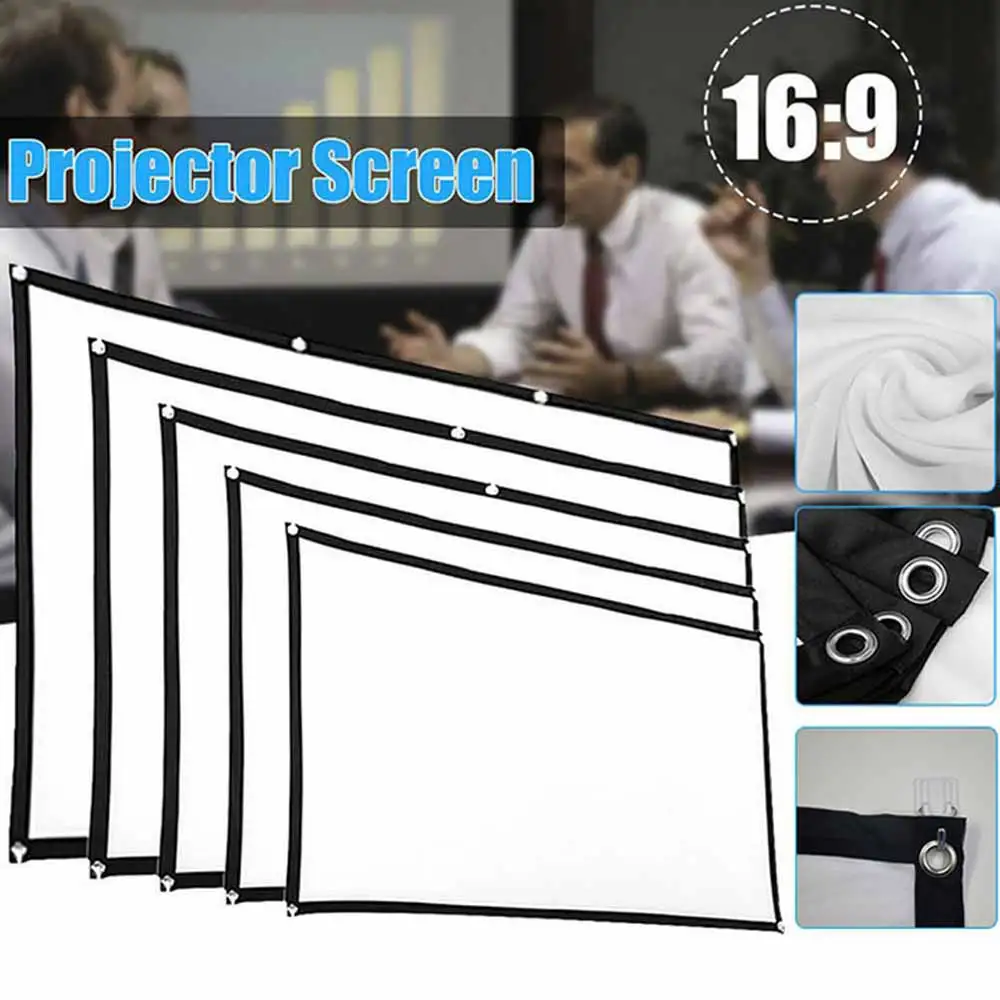 

New 60 Inches 16:9 Projector Screen Simple Curtain Anti-Light Home Film Outdoor KTV Office Portable 3D HD Projector Screen
