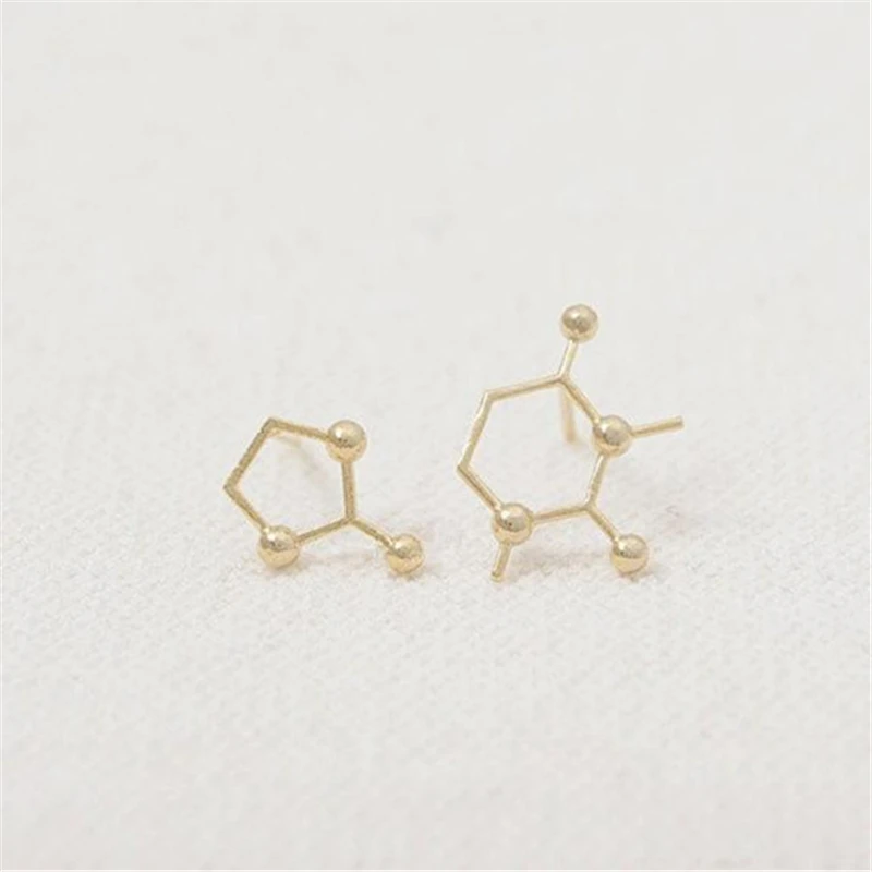 Fashion Molecular Geometry Stud Earrings Zinc Alloy Structure Of | Украшения и аксессуары