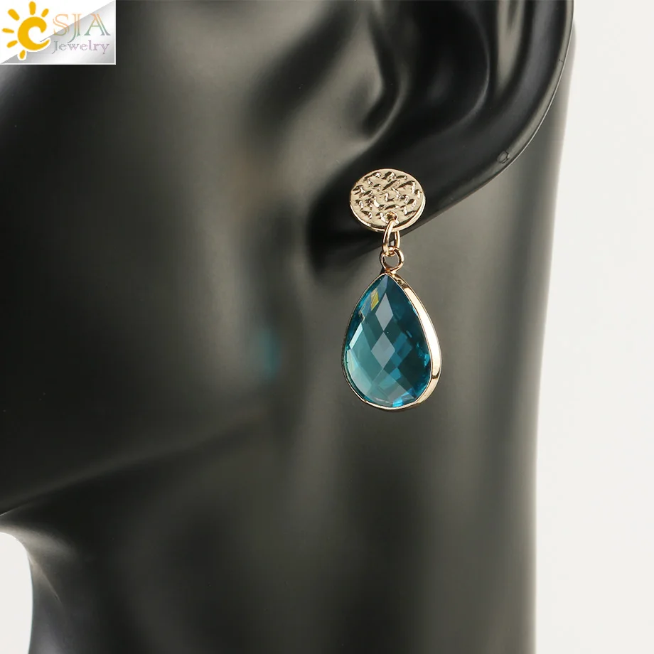 CSJA серьги-гвоздики золотого цвета в форме капли воды ранранранского Подвесные