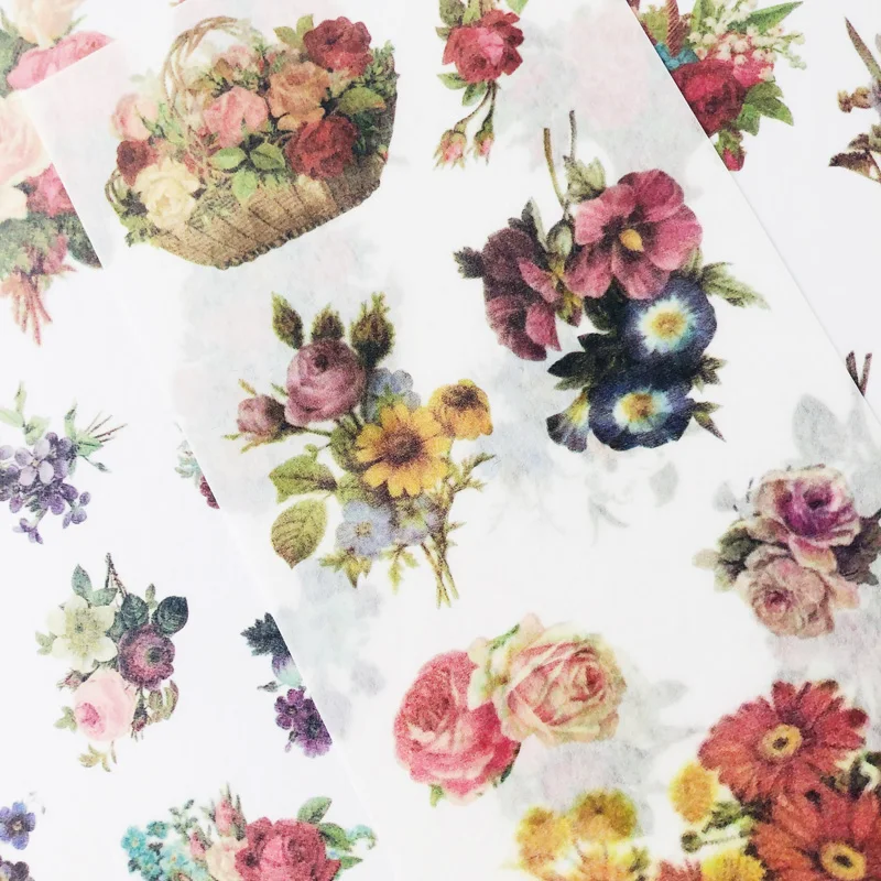 

3 Sheets /Pack Spring Flowers Diary Decorative Stickers DIY Album Party Decor