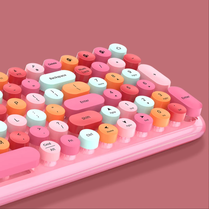 bluetooth keyboard with colorful retro gorgeous keycaps wireless bluetooth keyboard for pc computer notebook laptop game free global shipping