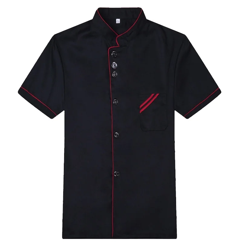 Short Sleeve Шеф-повара Ресторан униформа повара пальто с длинным рукавом пуговицы куртка для мужчин женщин бариста Бейкер рубашки официанта Рабочая одежда - Цвет: Short Sleeve