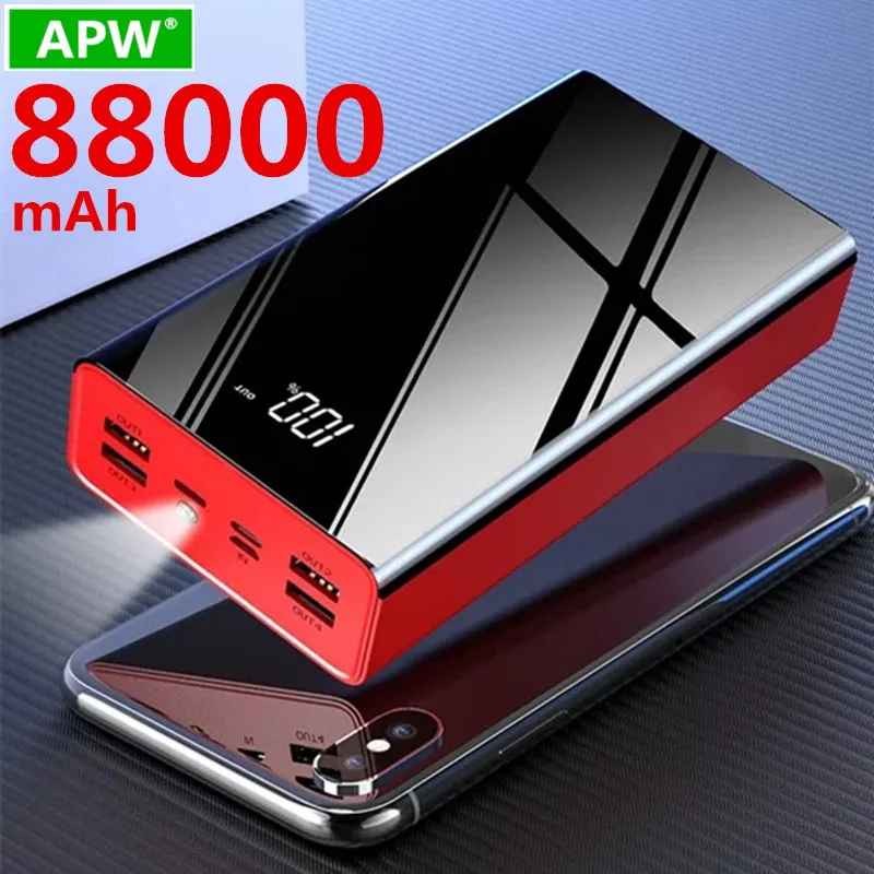 Внешний аккумулятор TypeC 88000 мАч Micro USB QC быстрая зарядка светодиодный дисплей