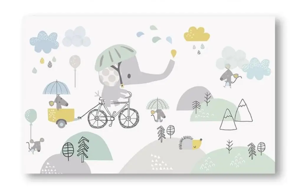 Милые Мультяшные 3D обои Milofi на заказ с изображением слона для езды велосипеде