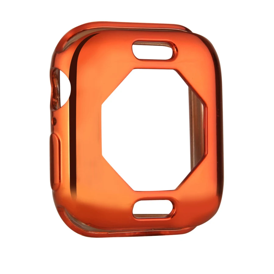 Чехол s для Apple Watch, 44 мм, 40 мм, серия 5, чехол с покрытием, TPU, мягкая защитная оболочка, защитная рамка для iWatch, 4 полосы, бампер - Цвет: Оранжевый