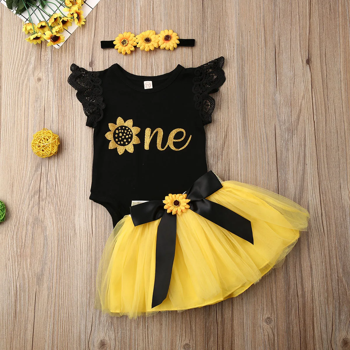 3Pcs Baby Girl Clothes Newborn Lace Ruffle Sleeveless Romper Tops Girls Mini Tulle Skirt Headband Outfits Set