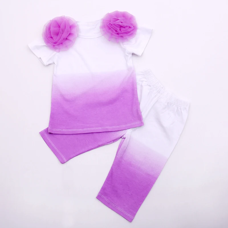 

Summer Children's Clothes Suit Short-sleeved T-shirt With Leggings 2 Piece Color Suit Baby Girl Clothes