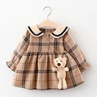 Детская юбка 2021, Корейская клетчатая юбка для девочек, модное платье для девочек с длинным рукавом