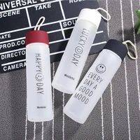 360ml glass water bottle outdoor korean sports portable water cup round leakproof travel carrying for drinkware