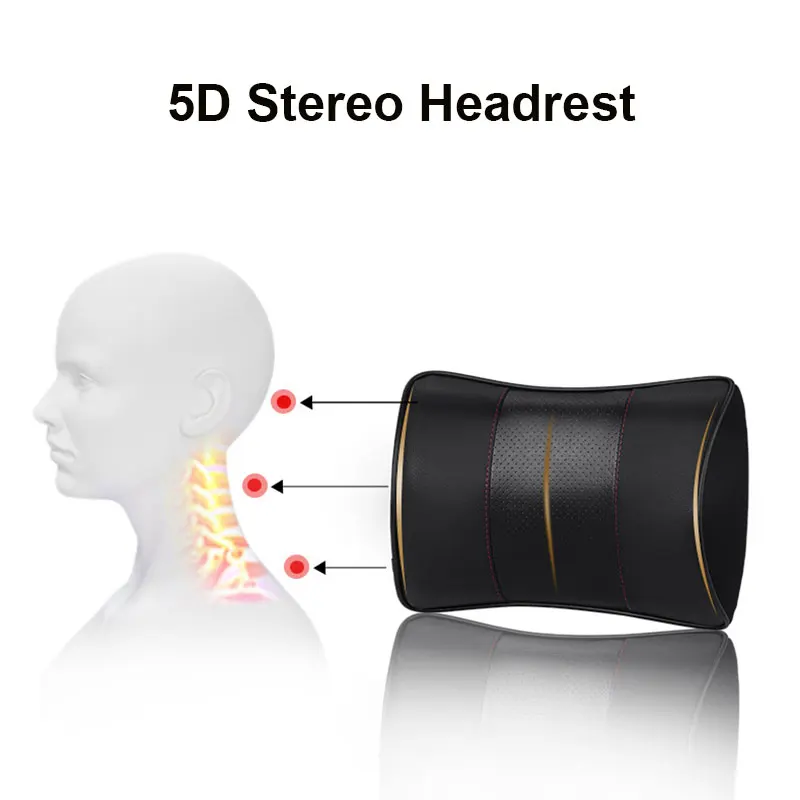 5D Microfiber Leather Car Lumbar Pillow Memory Foam Headrest Support Universal Back Cushion For Office Driving Chair | Автомобили и