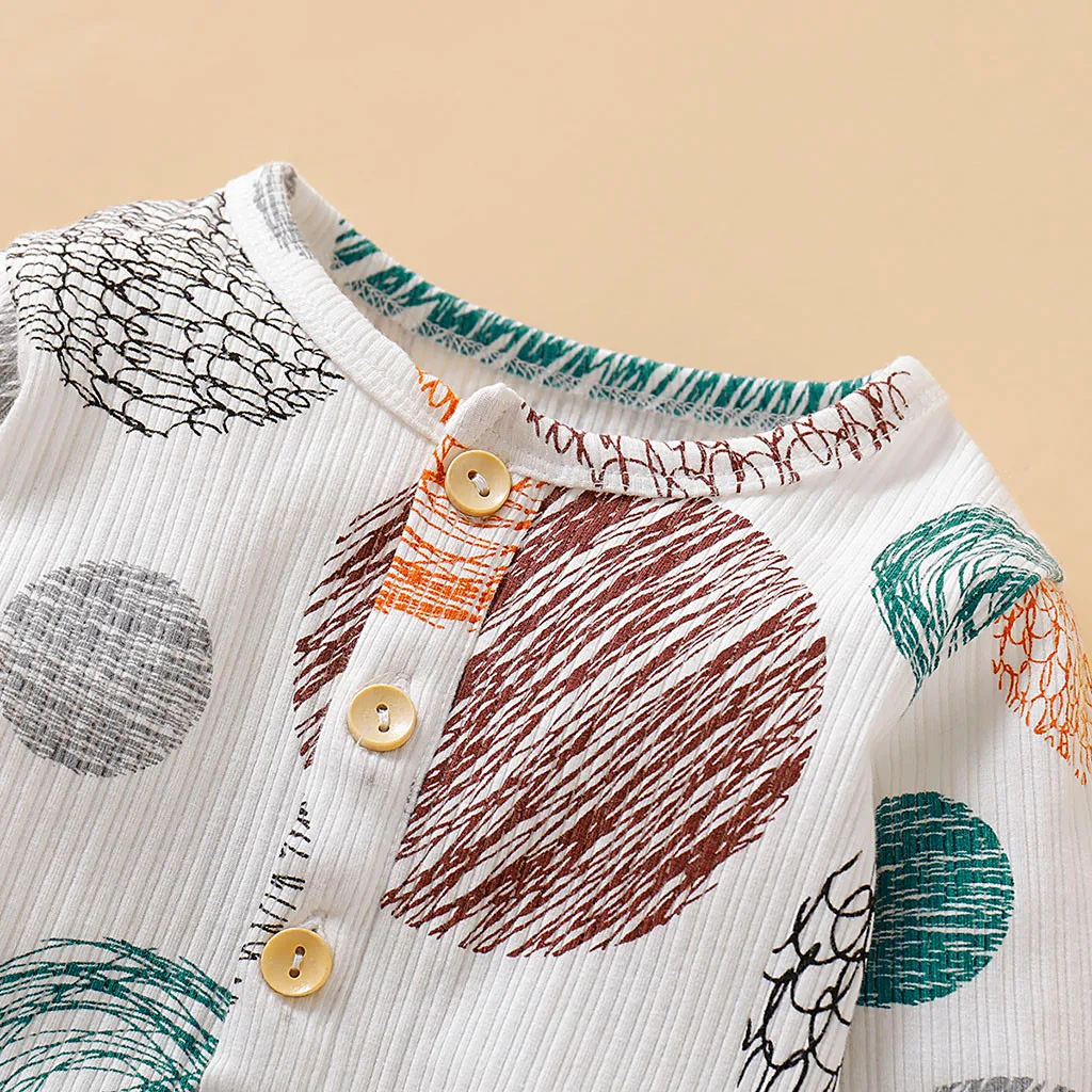 Для маленьких мальчиков и девочек Комбинезон в горошек с длинными рукавами